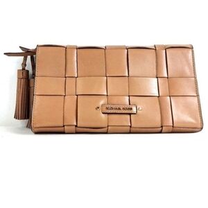 Michael Kors Tan Woven Leather Clutch